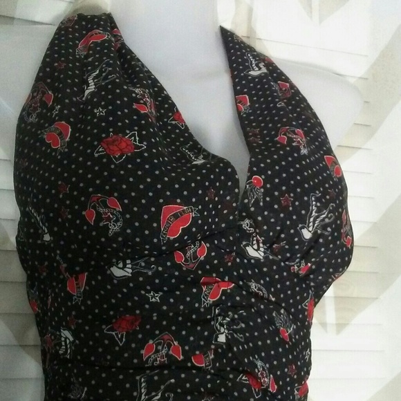 ♦SOLD♦🌹Hell Bunny Vixen Sailor Polka Dots Dress - Picture 3 of 8